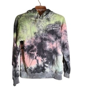 Assholes Live Forever Tie Dye Hoodie Puppies and Booze Graphic Unisex M